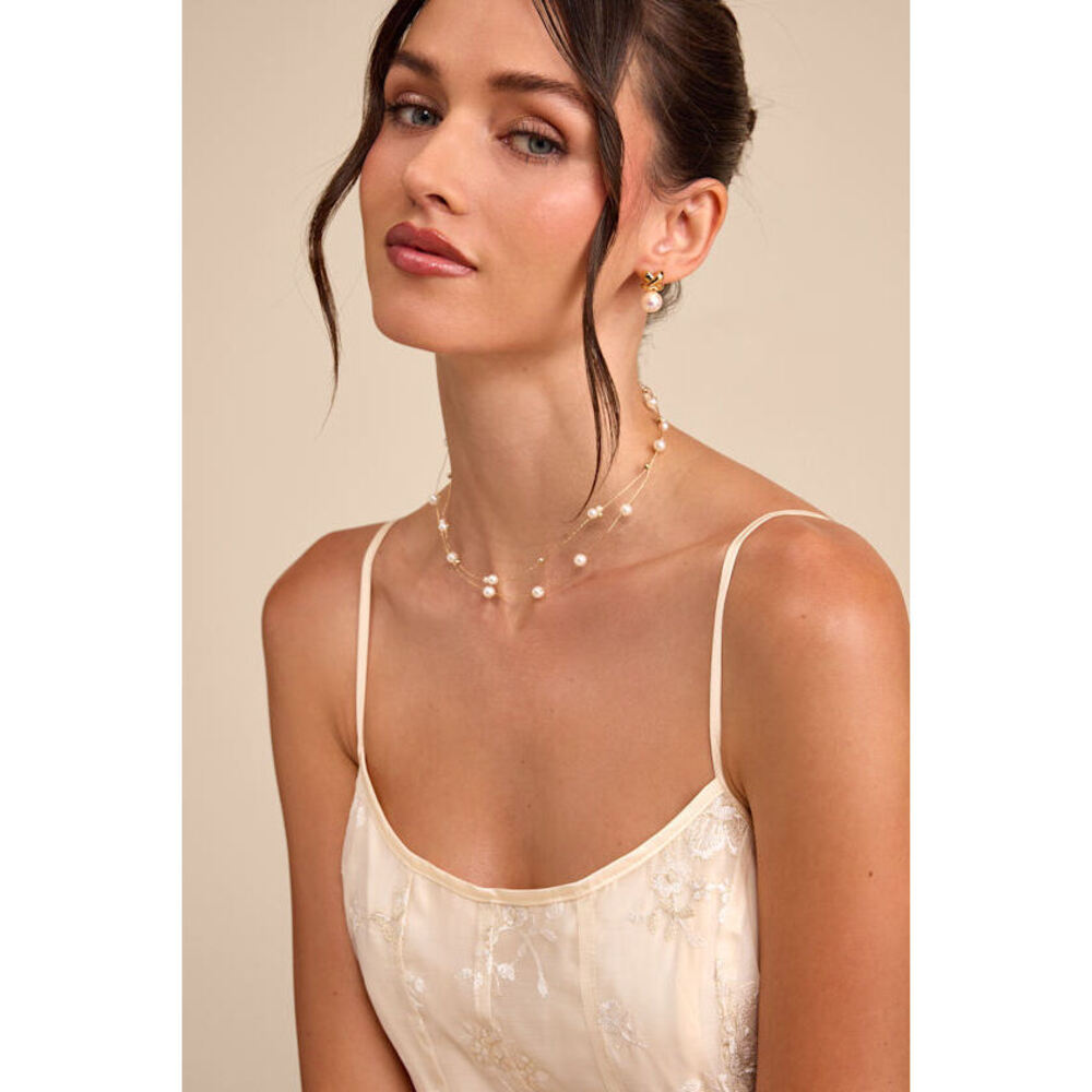 Lulus Kelly Gold Pearl Layered Necklace - Size One Size